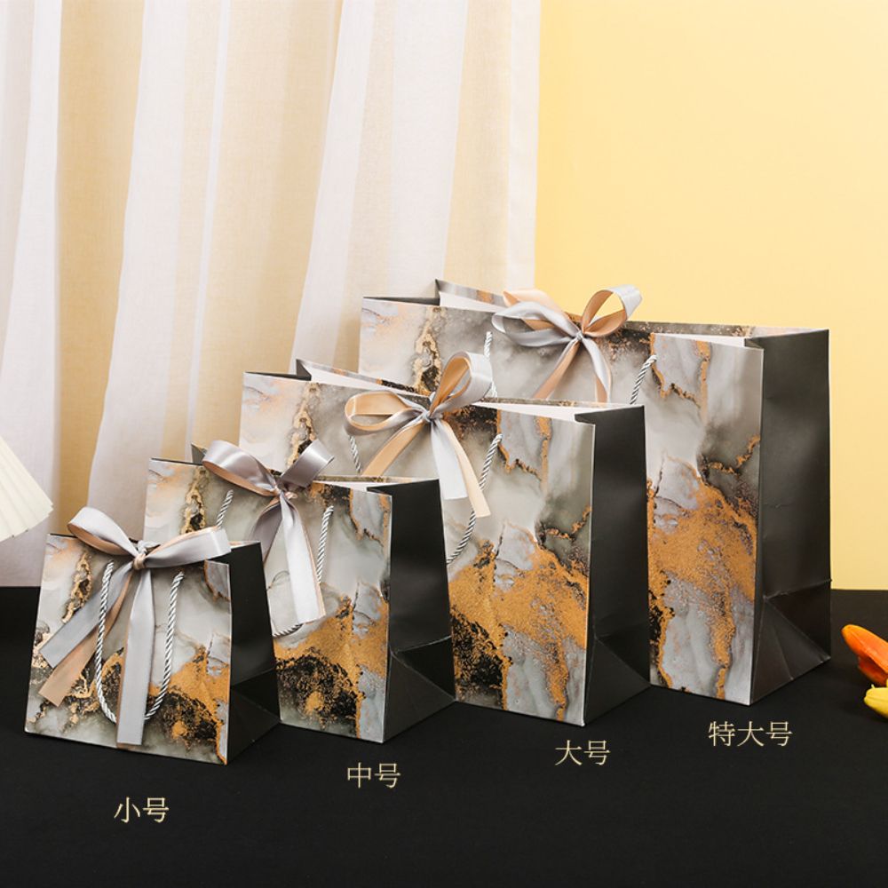 Y-PaperCo. - Gift Bag - Large - 2pcs - Black Golden Marble