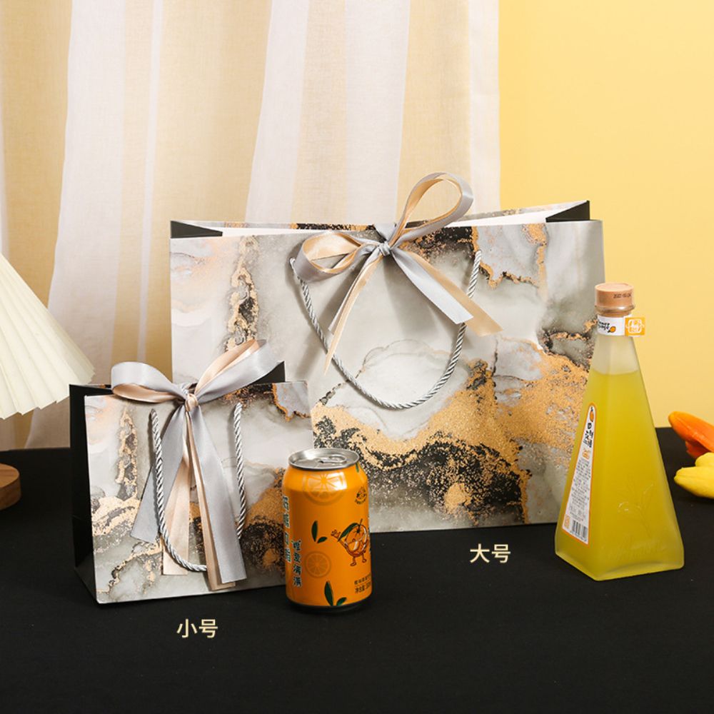 Y-PaperCo. - Gift Bag - Large - 2pcs - Black Golden Marble