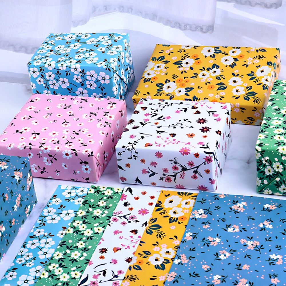 Long Sun - Wrapping Paper - Flower - Pack of 6