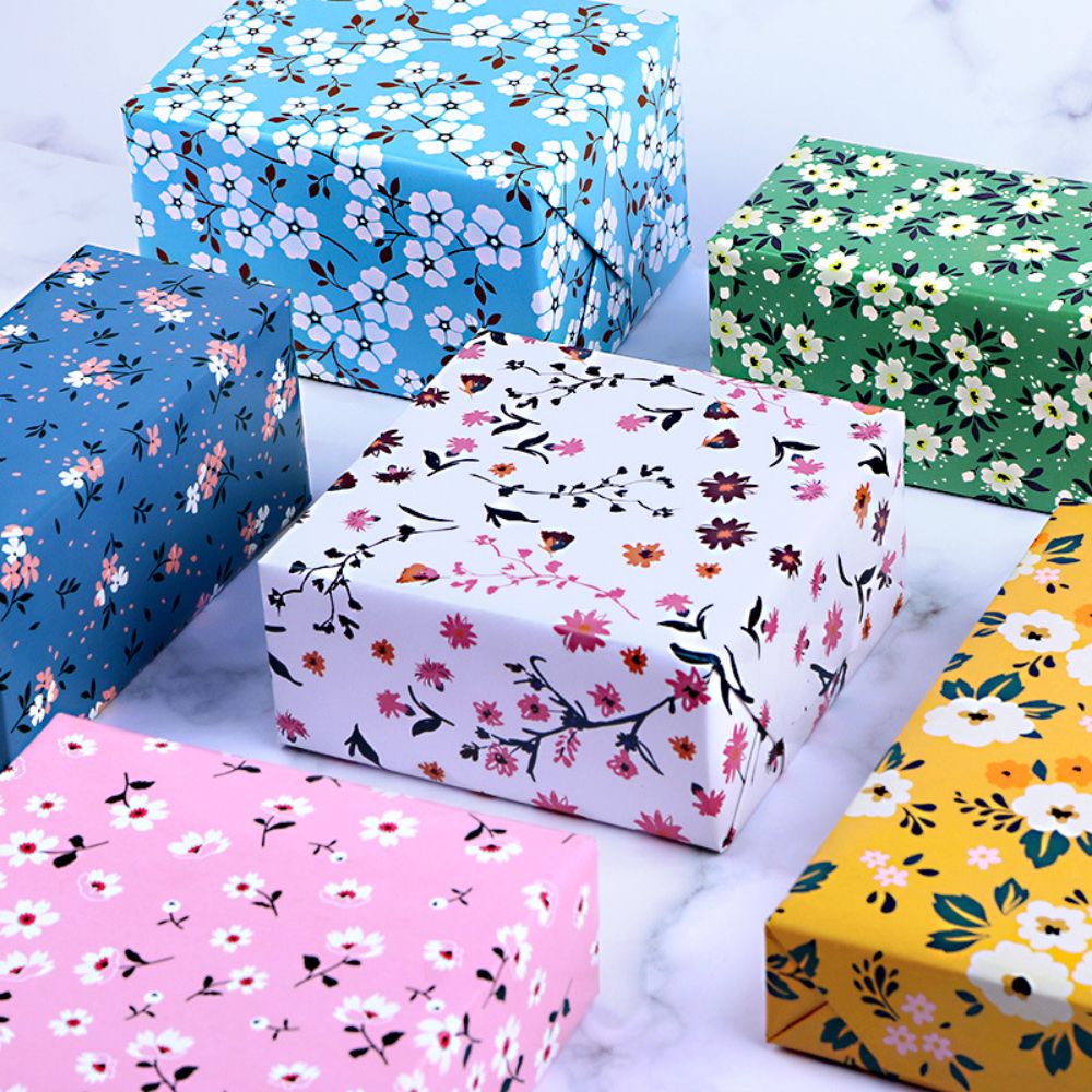 Long Sun - Wrapping Paper - Flower - Pack of 6