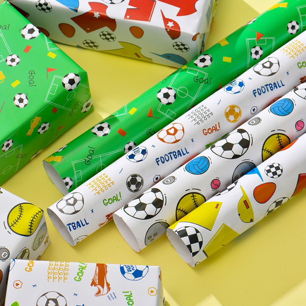 Long Sun - Wrapping Paper - Soccer - Pack of 6