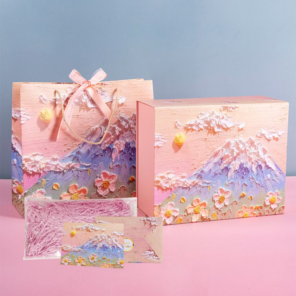 Y-PaperCo. - 3D Sunrise Oil Painting Party Packaging Set - L - 4pcs