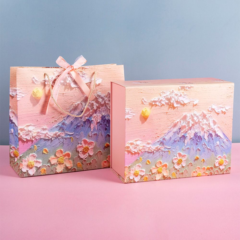 Y-PaperCo. - 3D Sunrise Oil Painting Party Packaging Set - L - 4pcs