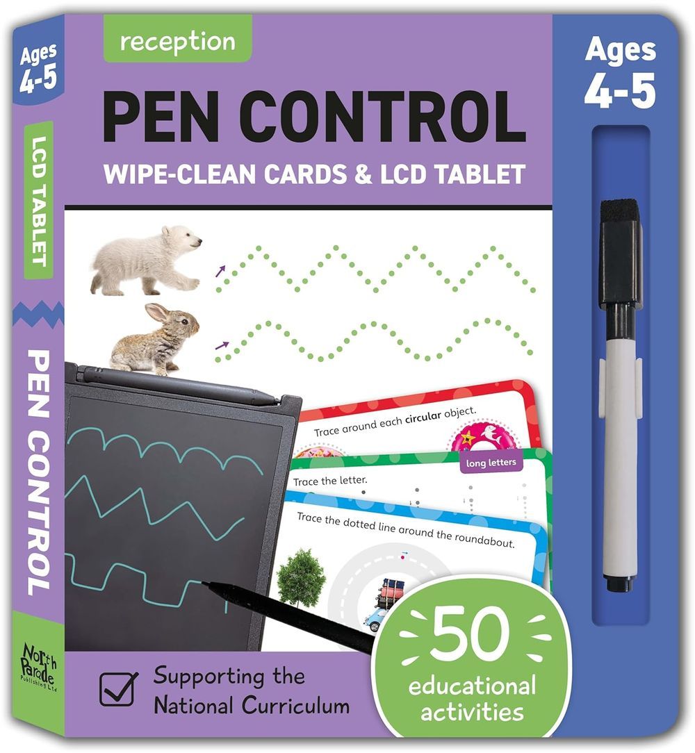 بطاقات تعليمية وتابلت Reception Wipe-Clean Cards And LCD Tablet - Pen Control