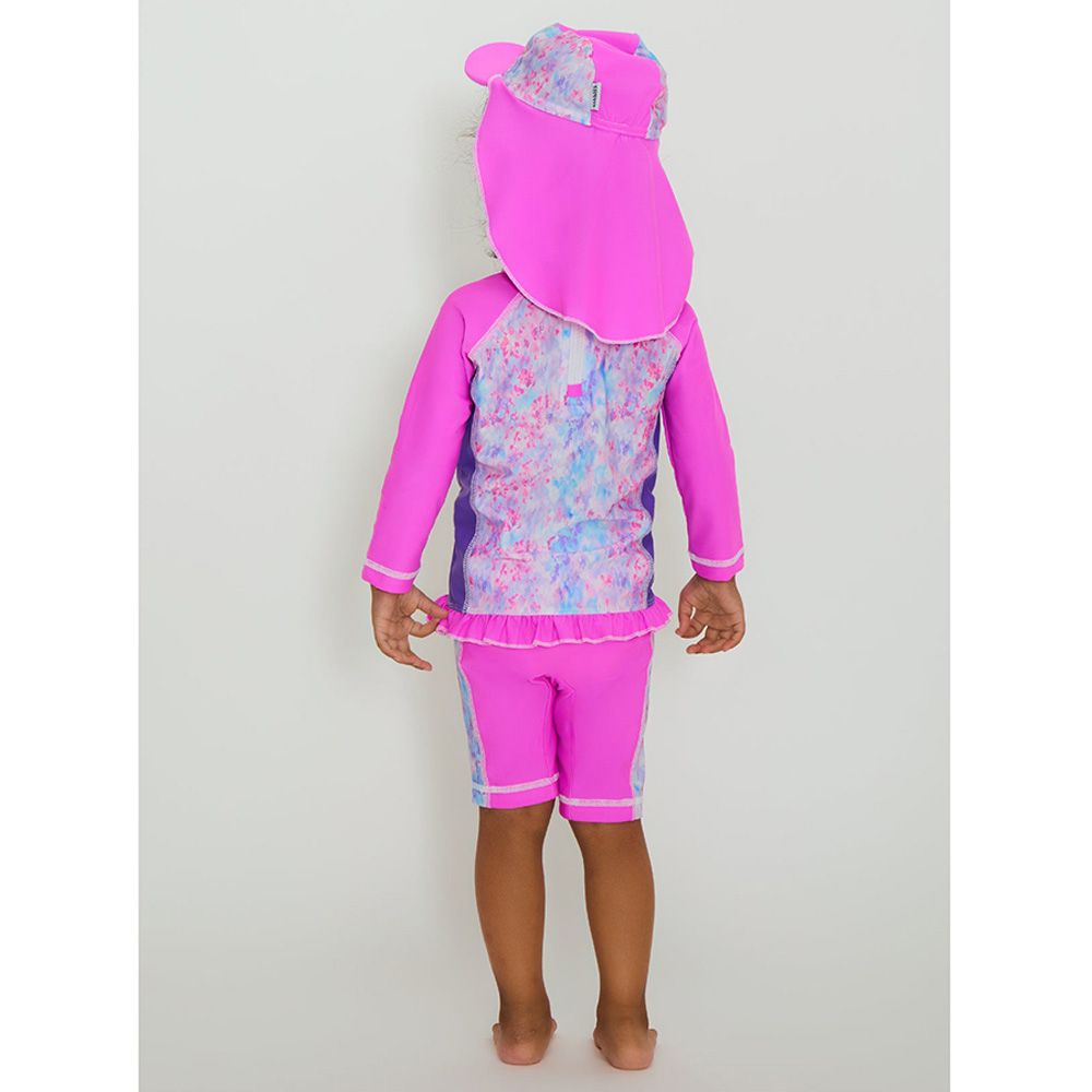 Coega Sunwear - Girls Boys Flap Hat - Purple Abstract Drops