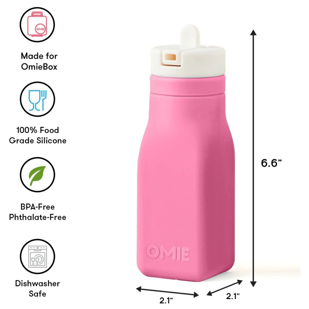 Omiebox - OmieLife OmieBottle Soft Silicone Water Bottle - Pink - 255 ml