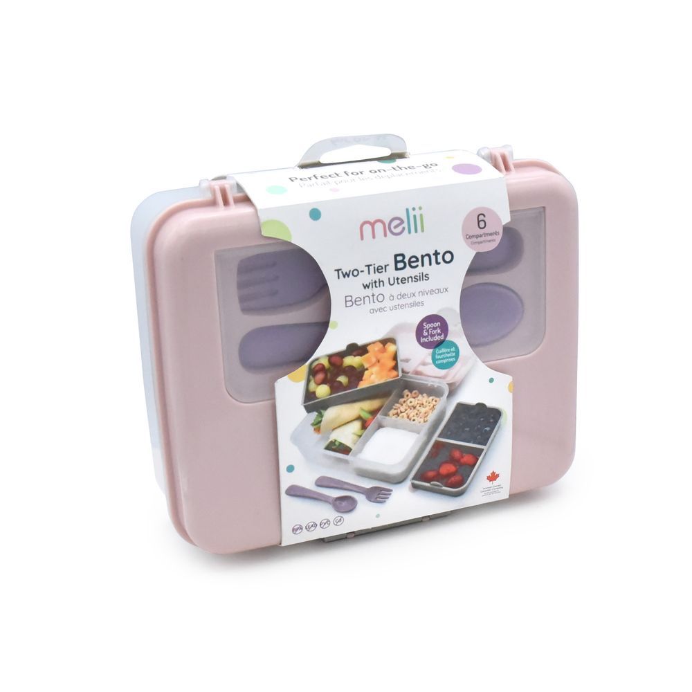 Melii - 2 Tier Bento Lunch Box With 6 compartments - Pink