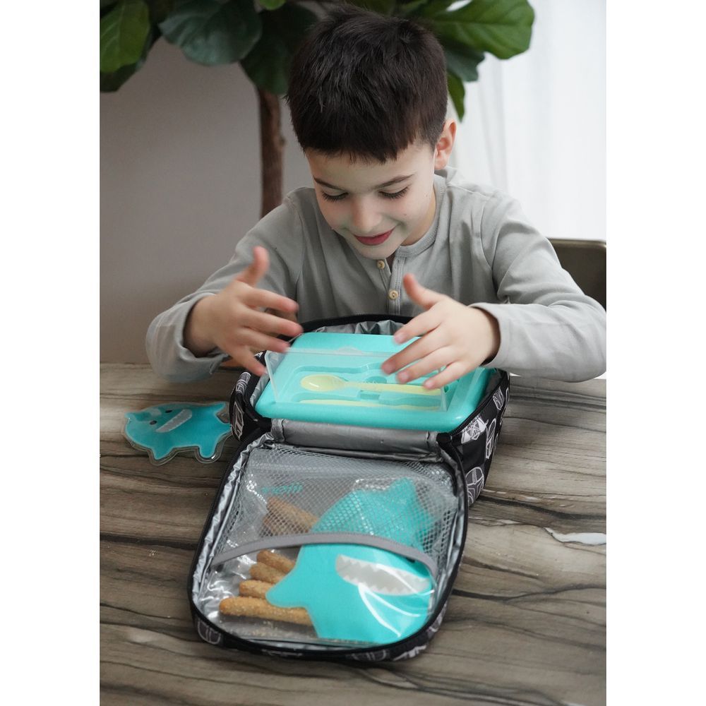 Melii - 2 Tier Bento Lunch Box With 6 Compartments - Turquoise