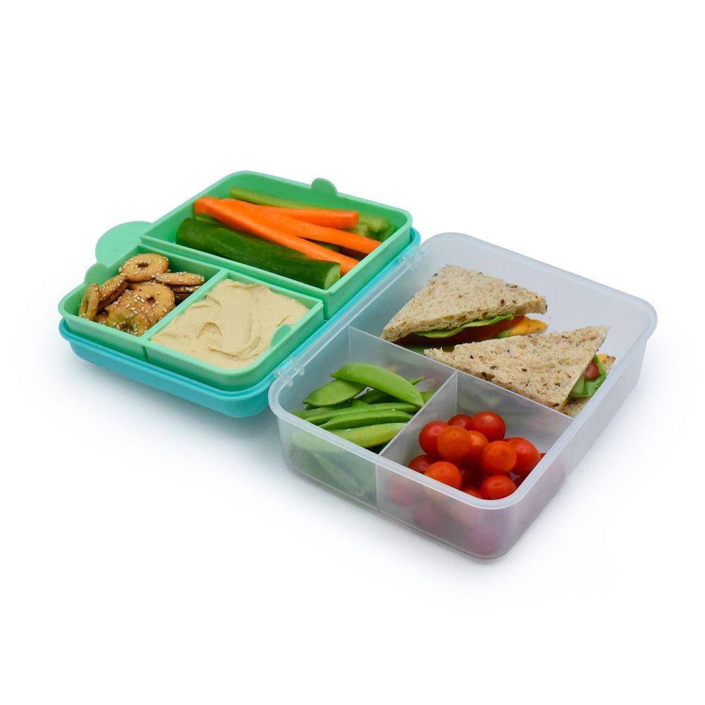 Melii - 2 Tier Bento Lunch Box With 6 Compartments - Turquoise