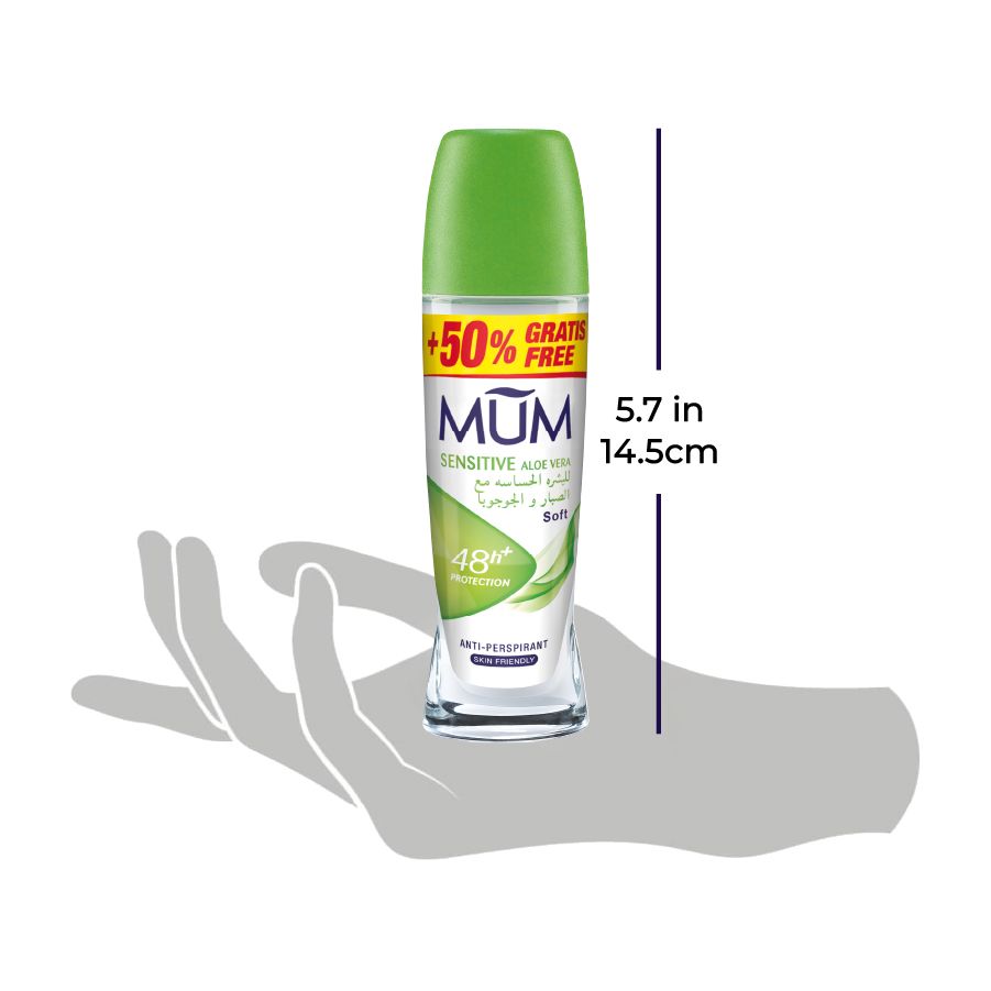 Mum - Deodorant Roll On Sensitive Aloe Vera Quick Drying Formula - Pack Of 6 - Each 75 ml