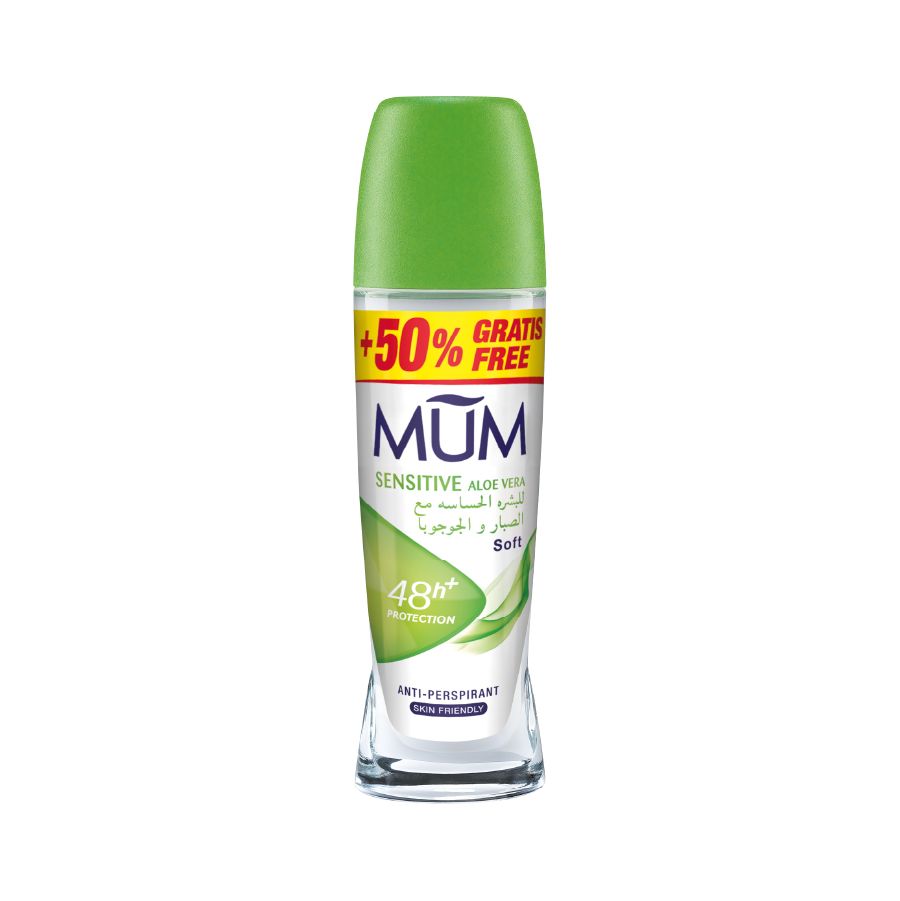 Mum - Deodorant Roll On Sensitive Aloe Vera Quick Drying Formula - Pack Of 6 - Each 75 ml