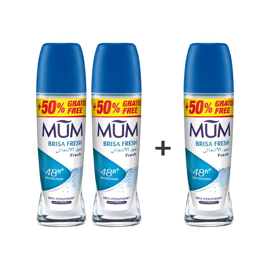 Mum - Deodorant Roll On Brisa Fresh Quick Drying Formula - Pack Of 3 - Each 75 ml