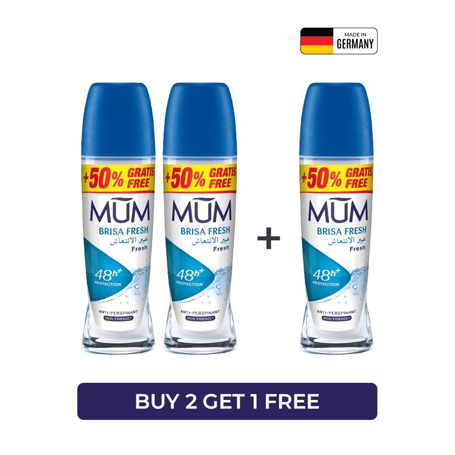 Mum - Deodorant Roll On Brisa Fresh Quick Drying Formula - Pack Of 3 - Each 75 ml