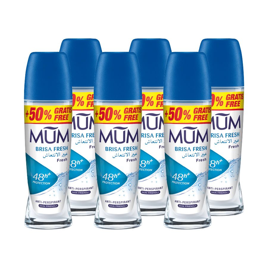 Mum - Deodorant Roll On Brisa Fresh Quick Drying Formula - Pack Of 6 - Each 75 ml