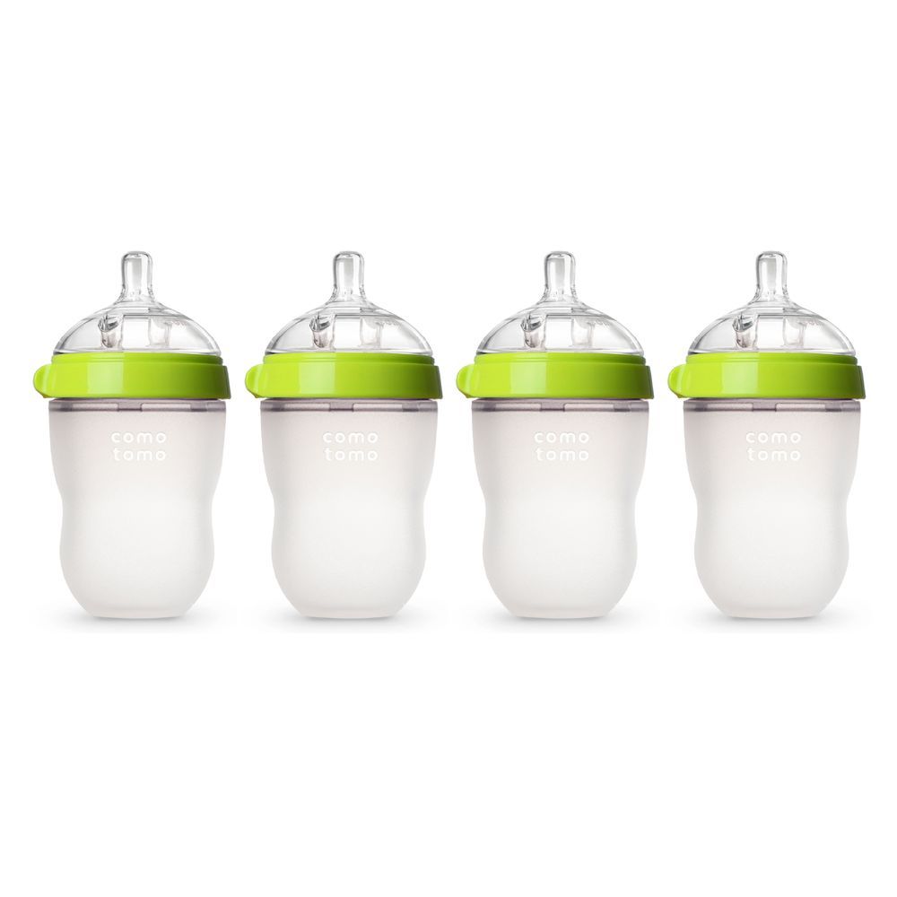 Comotomo - Anti-Colic Baby Feeding Bottle Set - Green - 250 ml - 4 Pcs