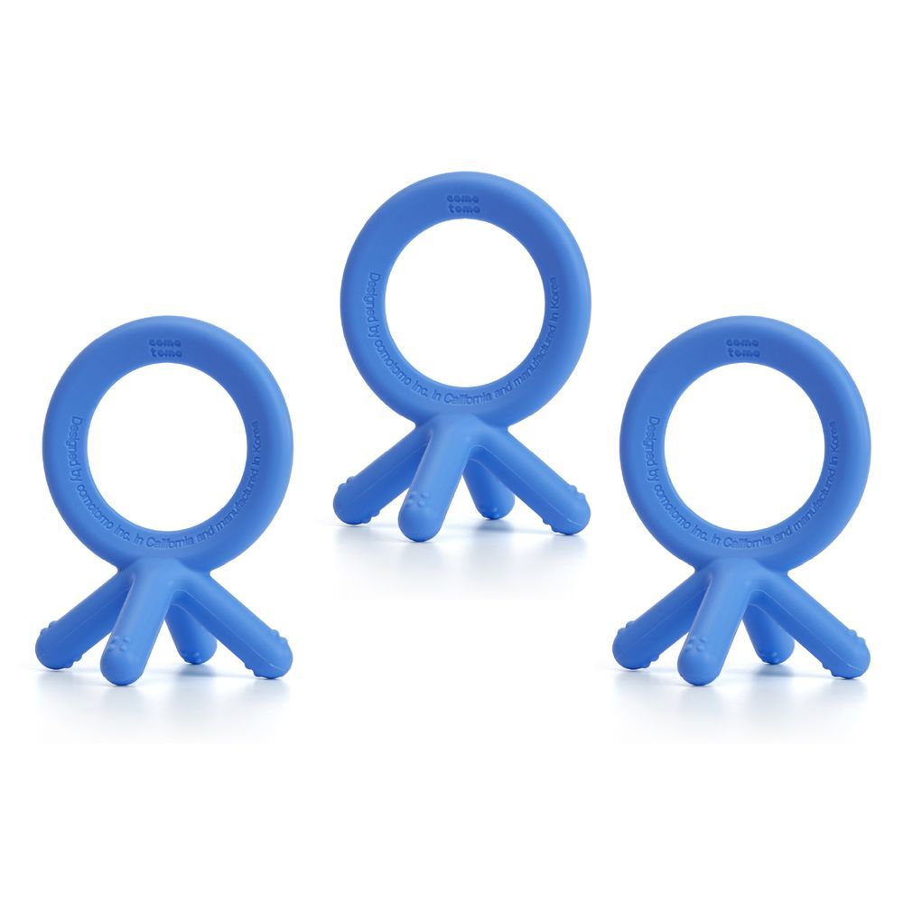 Comotomo - Silicone Baby Teether - Blue - 3 Pcs