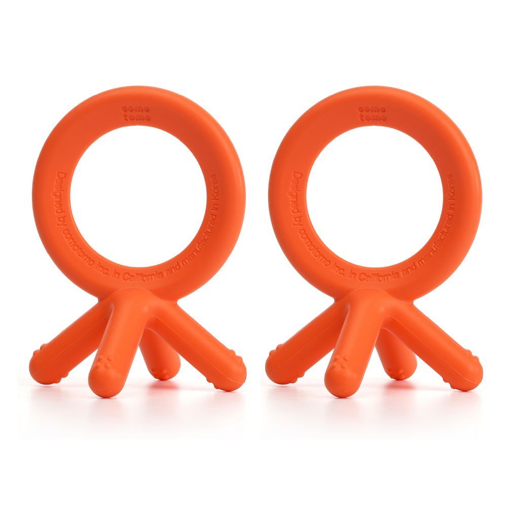 Comotomo - Silicone Baby Teether - Orange - 2 Pcs