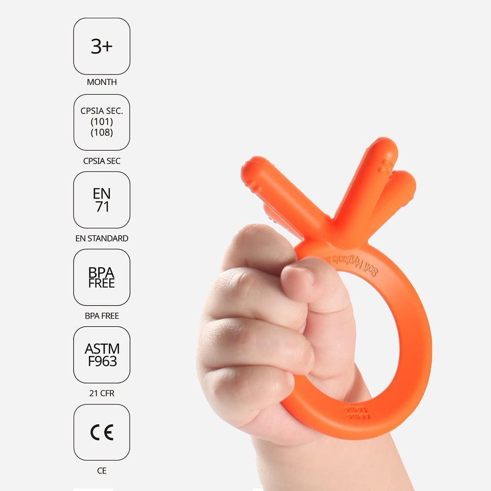 Comotomo - Silicone Baby Teether - Orange - 2 Pcs