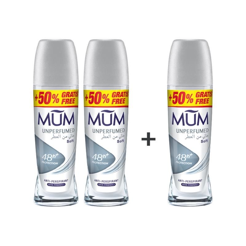 Mum - Deodorant Roll On Unperfumed - Pack Of 3 - Each 75 ml