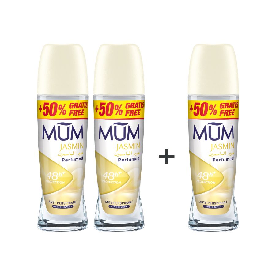 Mum - Deodorant Roll On Jasmine Quick Drying Formula - Pack Of 3 - Each 75 ml