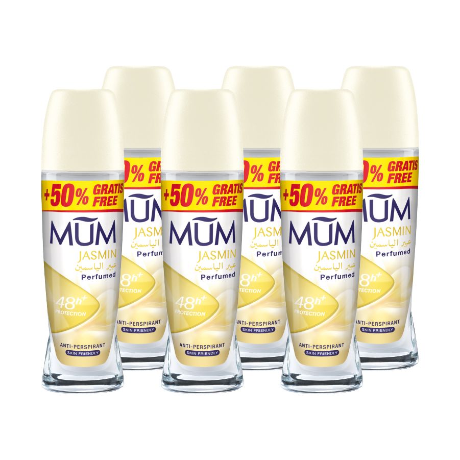 Mum - Deodorant Roll On Jasmine Fresh Quick Drying Formula - Pack Of 6 - Each 75 ml