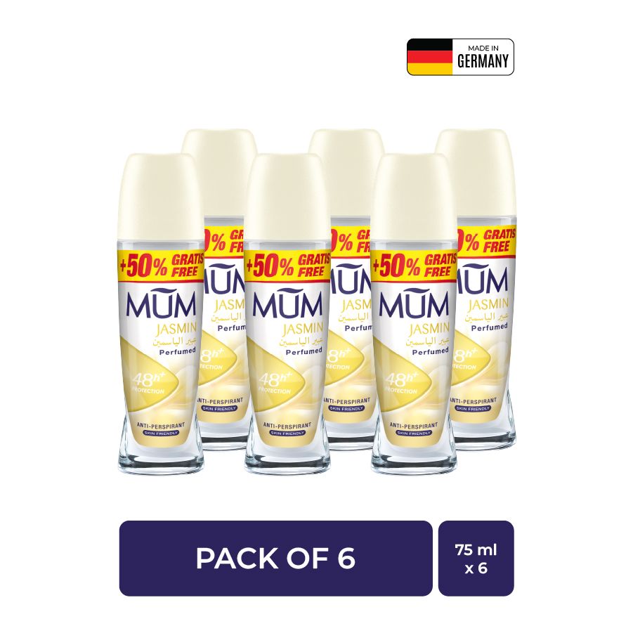 Mum - Deodorant Roll On Jasmine Fresh Quick Drying Formula - Pack Of 6 - Each 75 ml