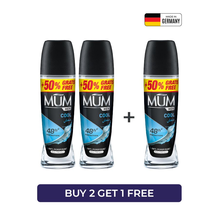 Mum - Deodorant Roll On Men Cool Quick Drying Formula - Pack Of 3 - Each 75 ml