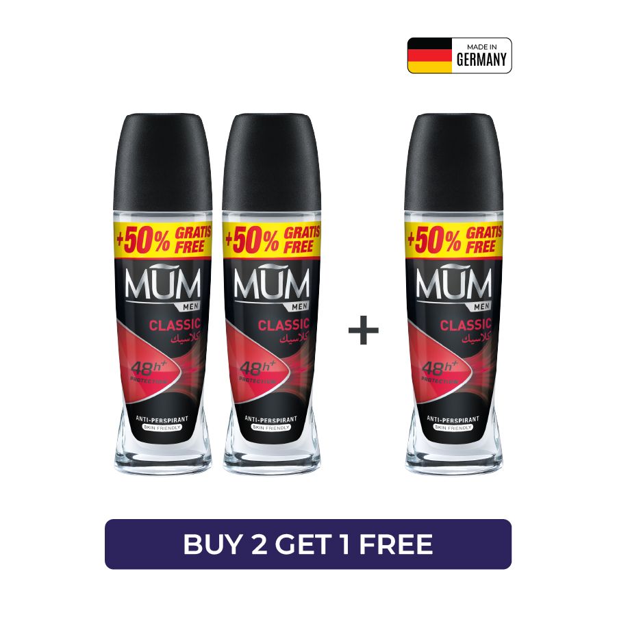 Mum - Deodorant Roll On Men Classic Quick Drying Formula - Pack Of 3 - Each 75 ml