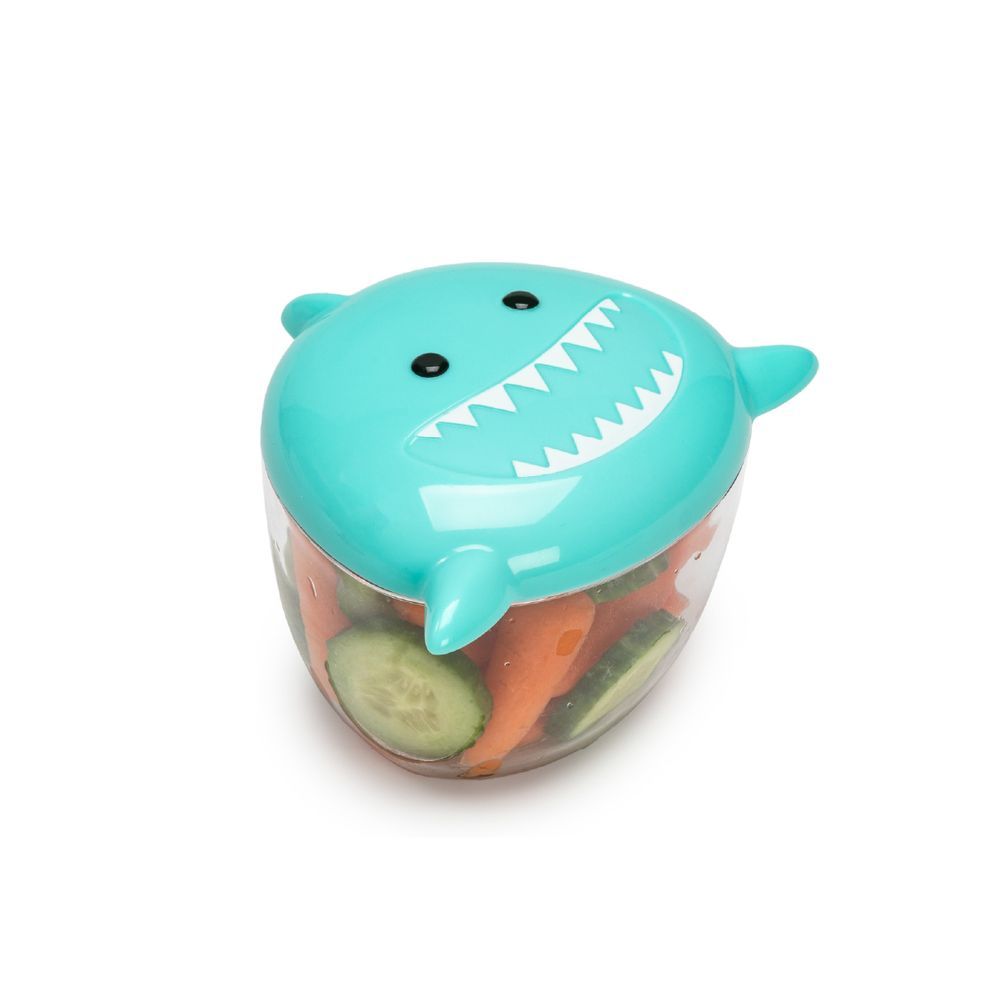 Melii - Turquoise Shark & Brown Bear Snack Containers + Brown Bear & Blue Shark Utensil Set 6pcs