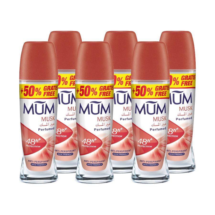 Mum - Deodorant Roll On Musk Quick Drying Formula - Pack Of 6 - Each 75 ml