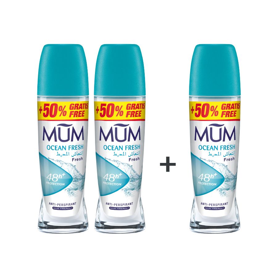 Mum - Deodorant Roll On Ocean Fresh Quick Drying Formula - Pack Of 3 - Each 75 ml