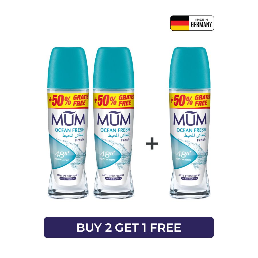 Mum - Deodorant Roll On Ocean Fresh Quick Drying Formula - Pack Of 3 - Each 75 ml