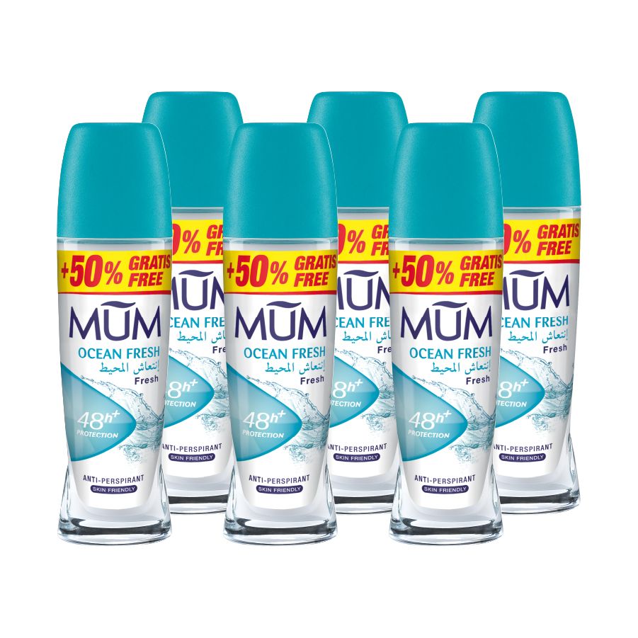 Mum - Deodorant Roll On Ocean Fresh Quick Drying Formula - Pack Of 6 - Each 75 ml