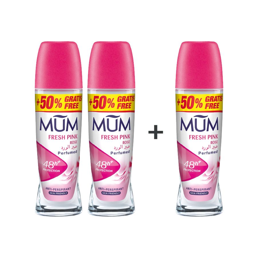 Mum - Deodorant Roll On Fresh Pink Rose - Pack Of 3 - Each 75 ml