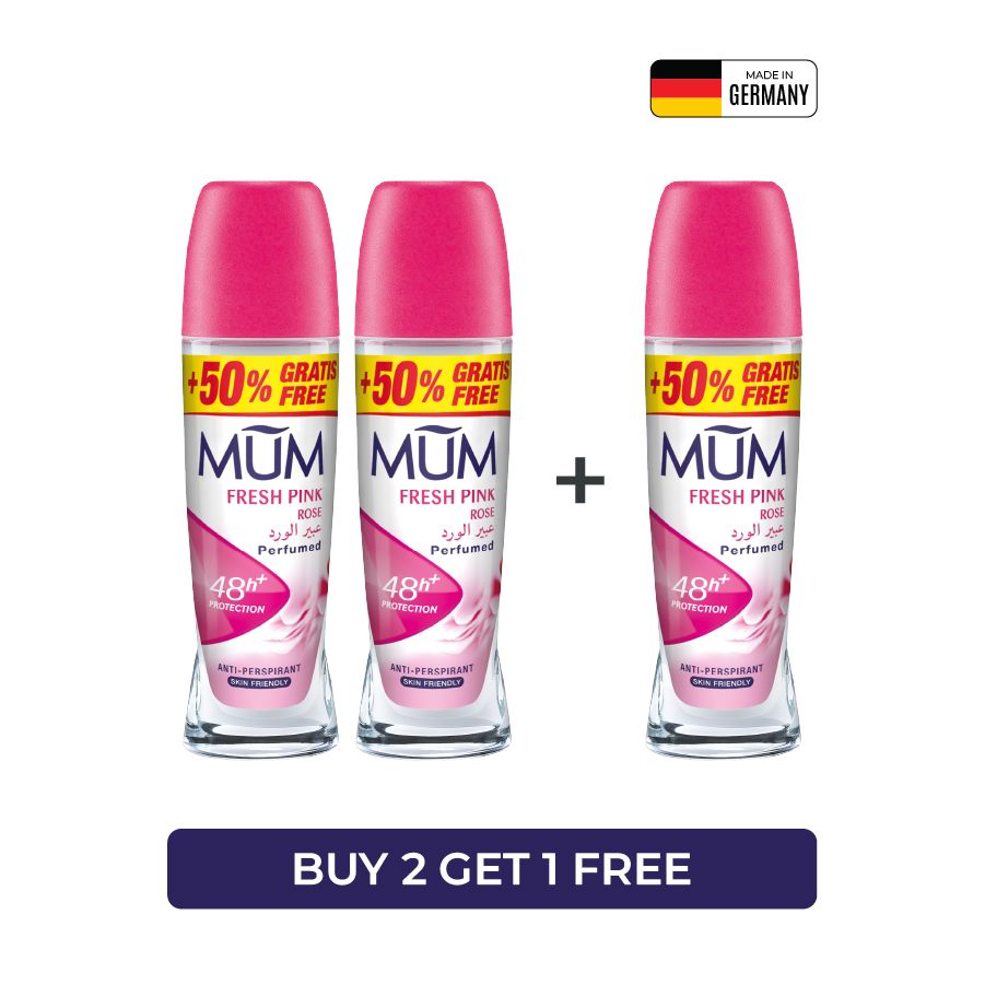 Mum - Deodorant Roll On Fresh Pink Rose - Pack Of 3 - Each 75 ml