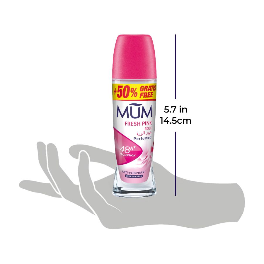 Mum - Deodorant Roll On Fresh Pink Rose Quick Drying Formula - Pack Of 6 - Each 75 ml