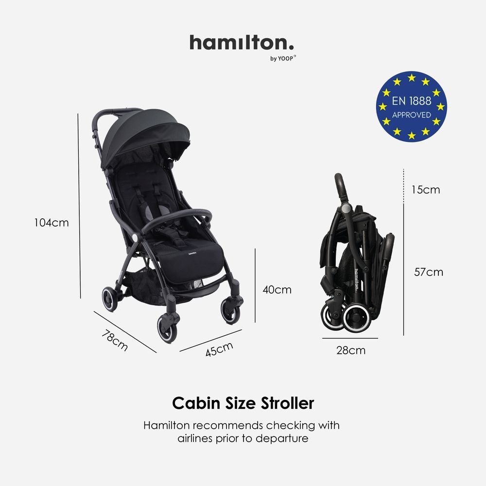 Hamilton - X1 Lightweight Everyday Baby Stroller - One Hand Fold & Unfold - Navy Blue