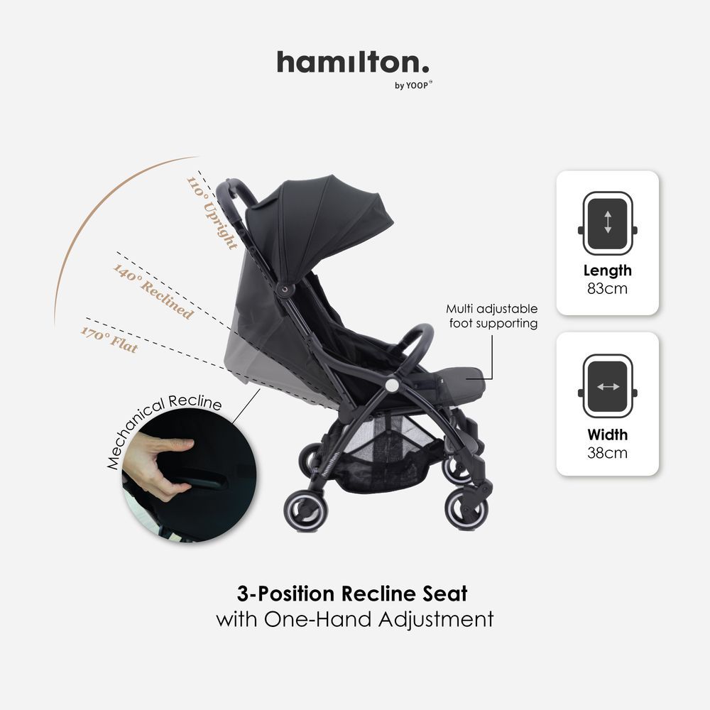 Hamilton - X1 Lightweight Everyday Baby Stroller - One Hand Fold & Unfold - Navy Blue