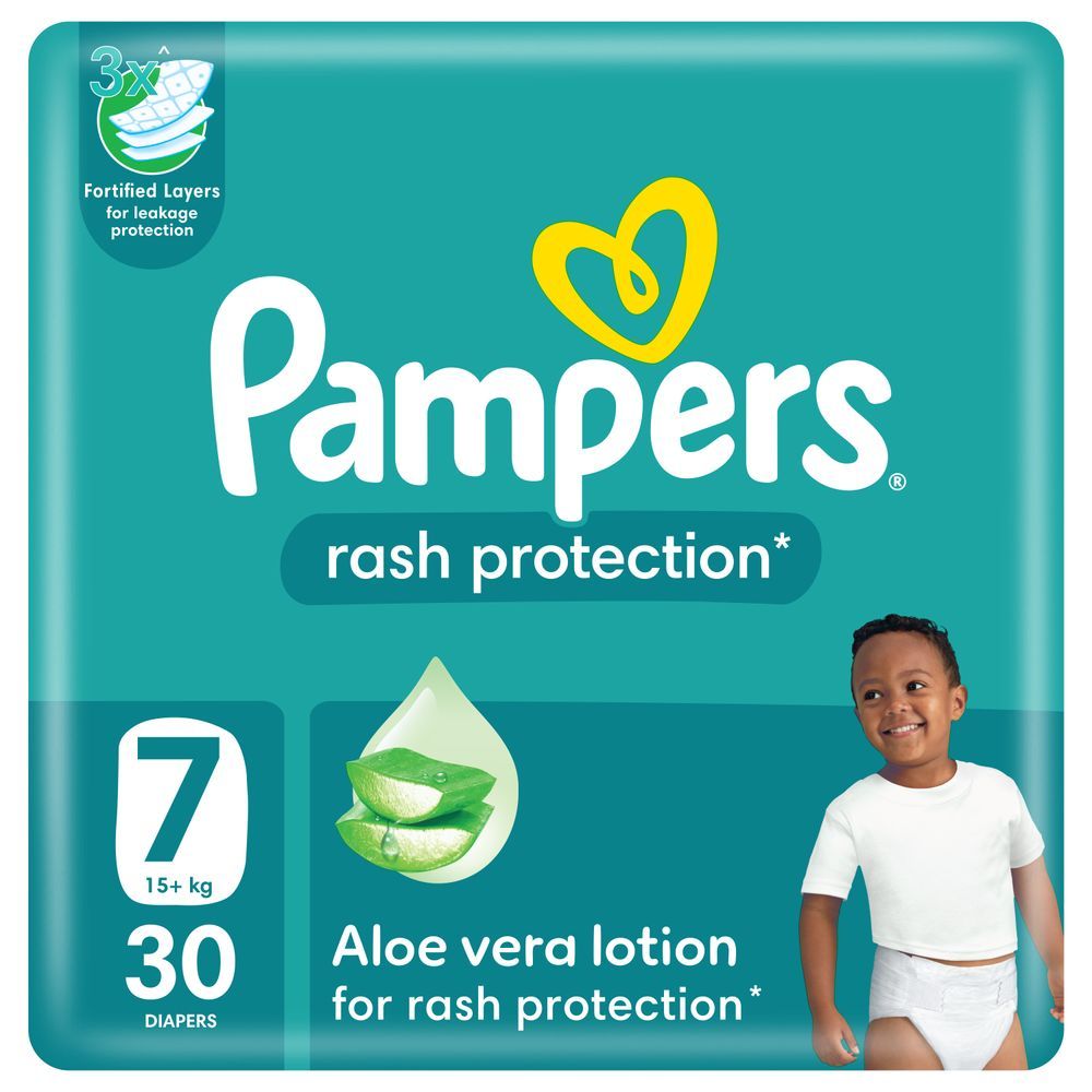 Pampers - Rash Protection Taped Diapers - Size 7 - 15+kg - 30 Pcs