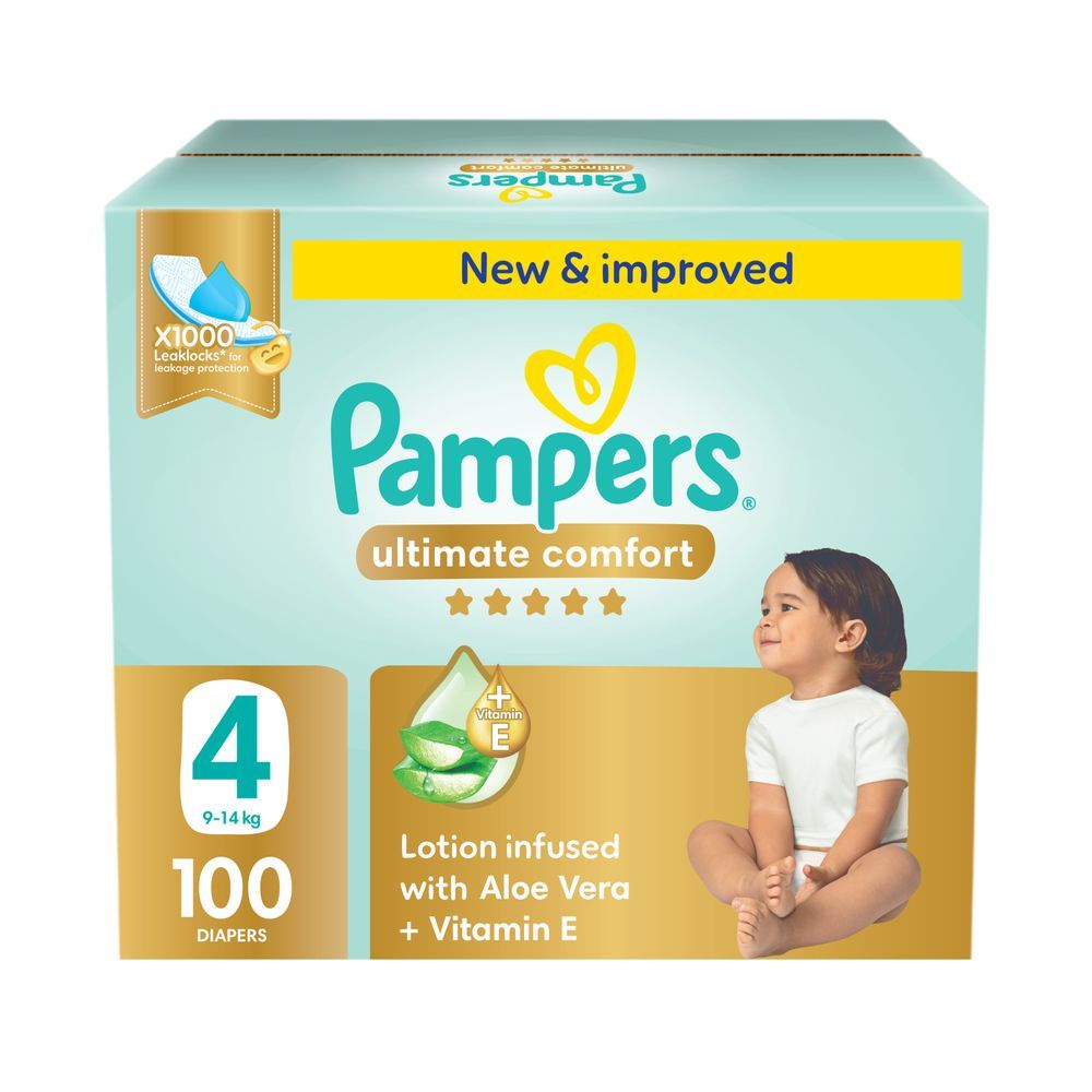 Pampers - Ultimate Comfort Taped Diapers - Giant Saving Box - Size 4 - 9-14 kg - 100 Pcs