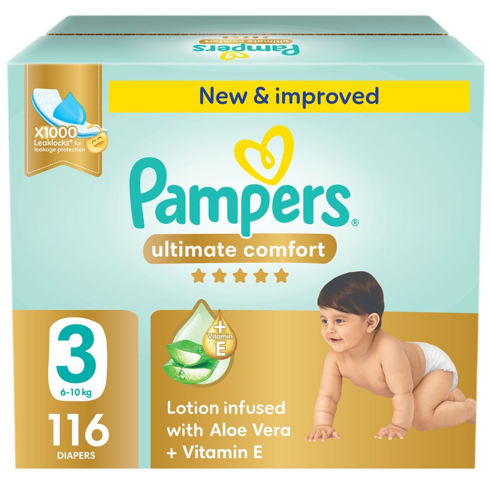 Pampers - Ultimate Comfort Taped Diapers - Giant Saving Box - Size 3 - 6-10 kg - 116 Pcs