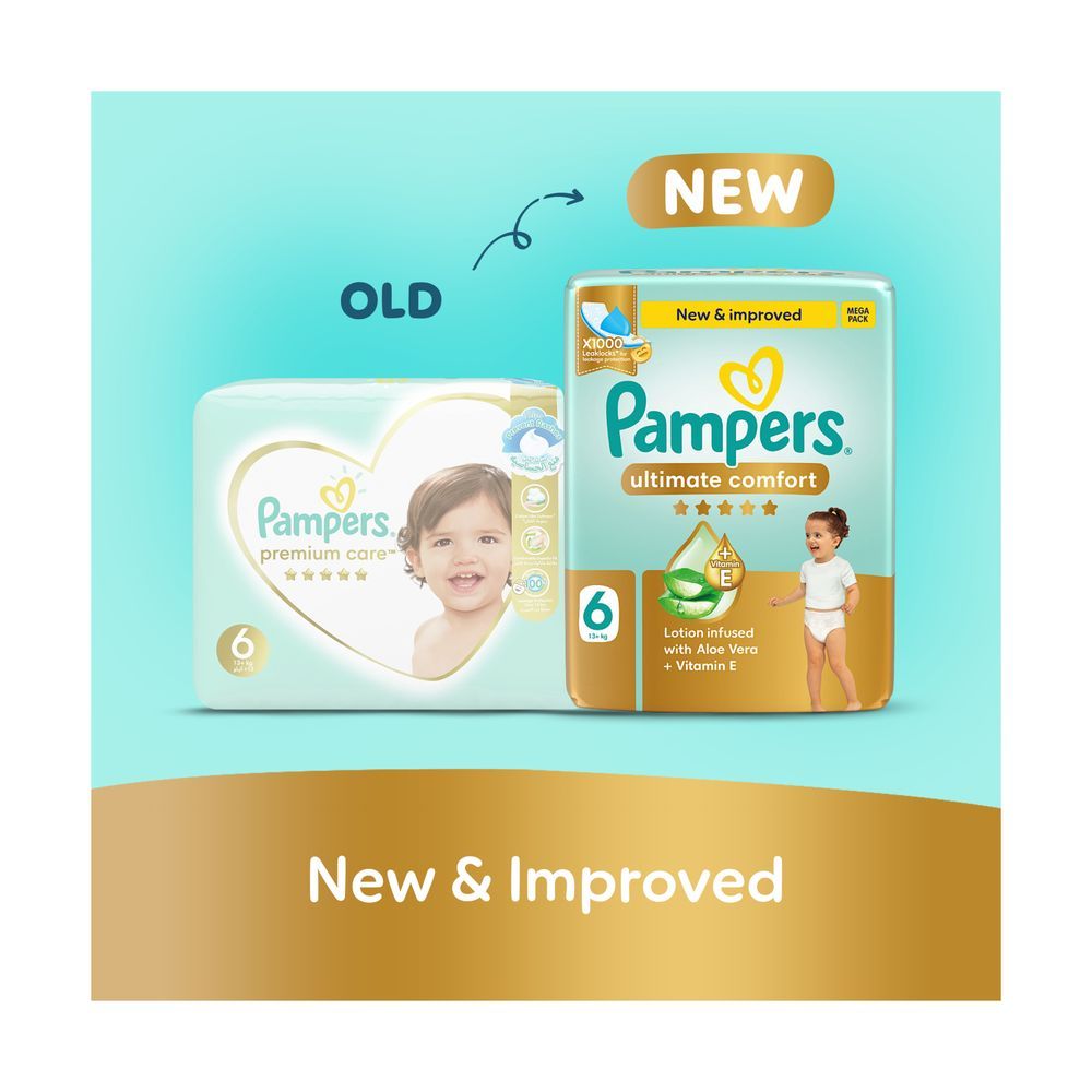 Pampers - Ultimate Comfort Taped Diapers - Giant Saving Box - Size 6 - 13 Plus kg - 60 Pcs