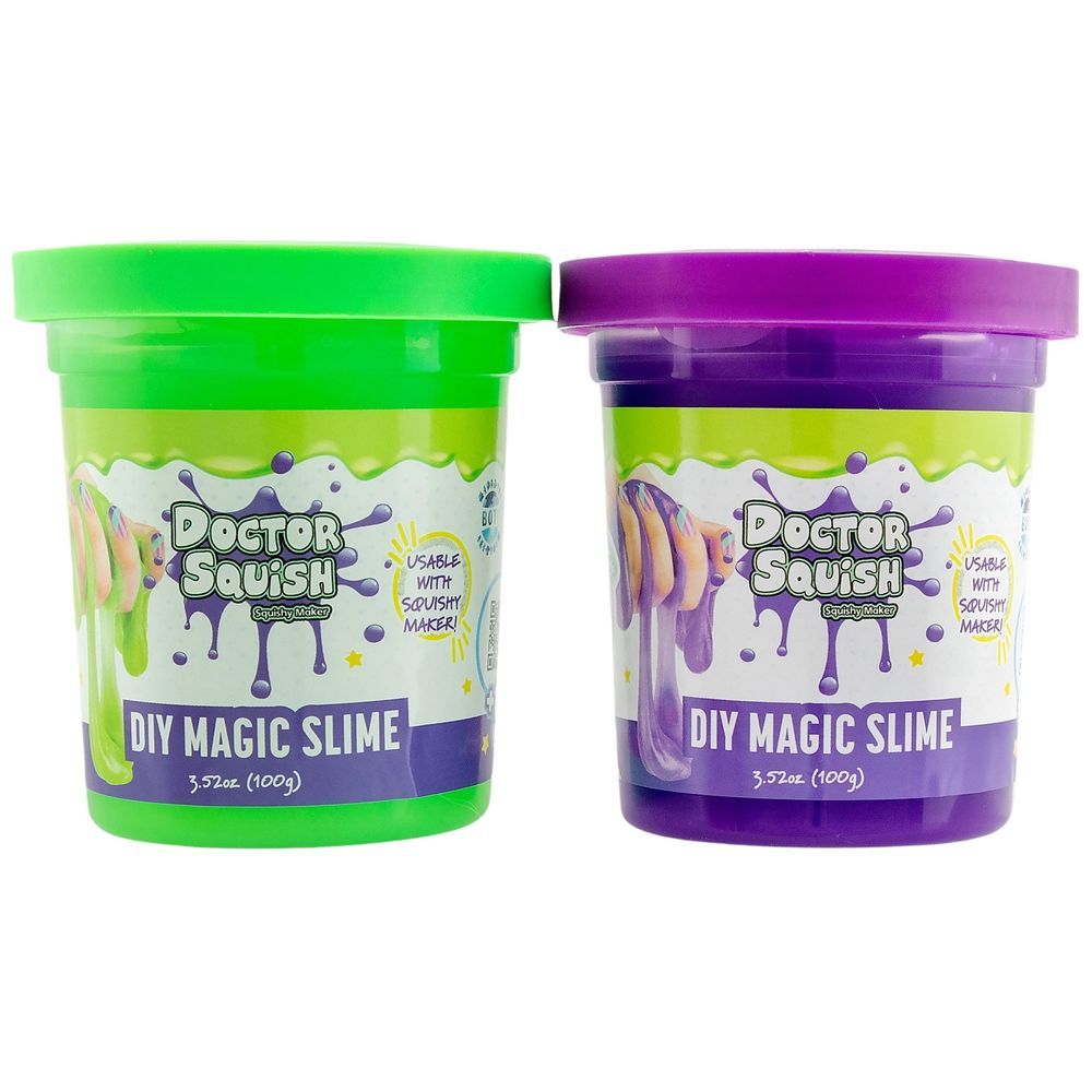 Doctor Squish - DIY Magic Slime Double Set - Green/Purple - 280 gm - 3 Pcs