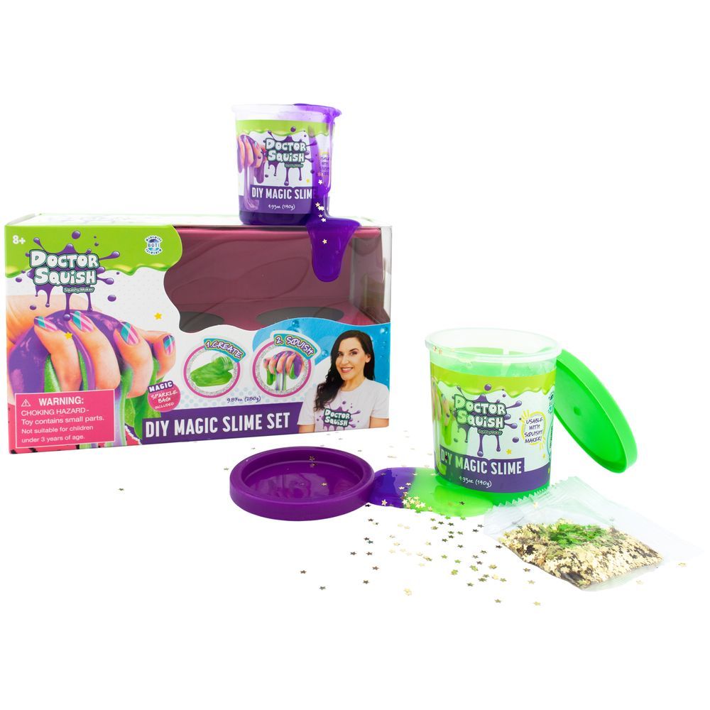 Doctor Squish - DIY Magic Slime Double Set - Green/Purple - 280 gm - 3 Pcs