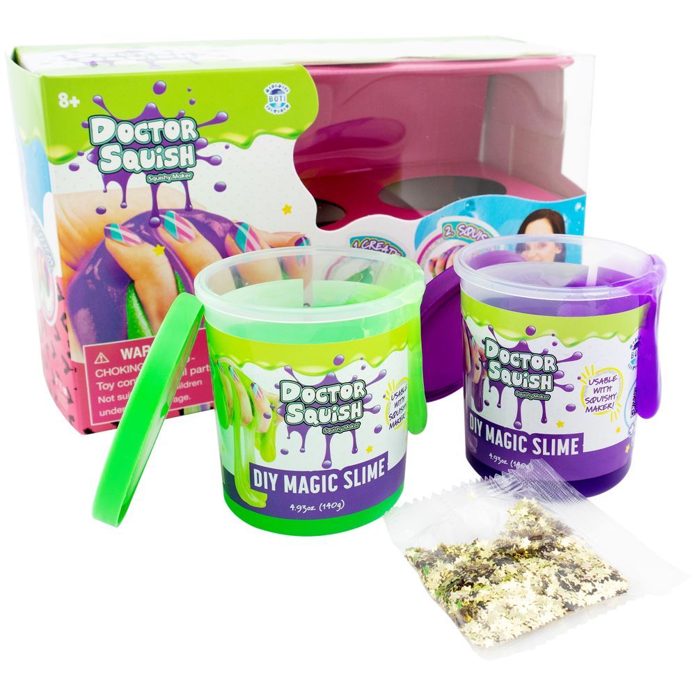 Doctor Squish - DIY Magic Slime Double Set - Green/Purple - 280 gm - 3 Pcs