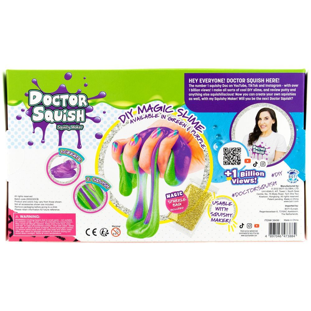 Doctor Squish - DIY Magic Slime Double Set - Green/Purple - 280 gm - 3 Pcs