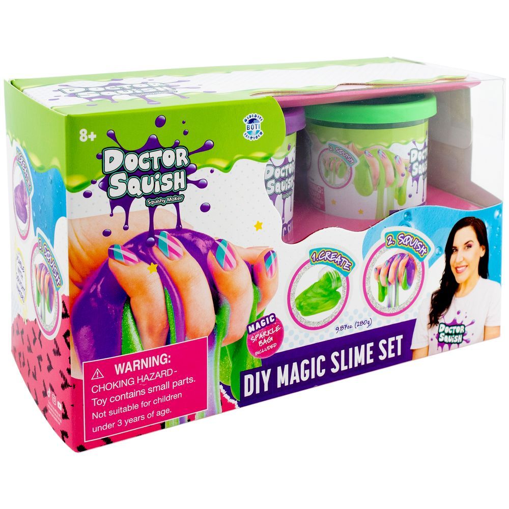 Doctor Squish - DIY Magic Slime Double Set - Green/Purple - 280 gm - 3 Pcs