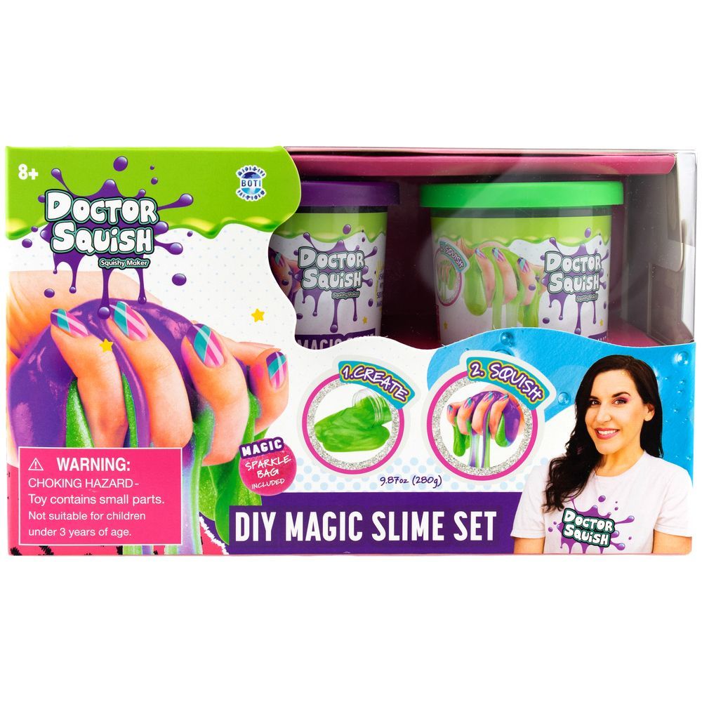 Doctor Squish - DIY Magic Slime Double Set - Green/Purple - 280 gm - 3 Pcs