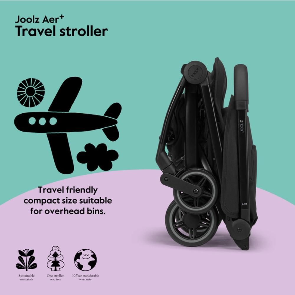 Joolz - AER+ Lightweight & Compact Travel Stroller - Space Black