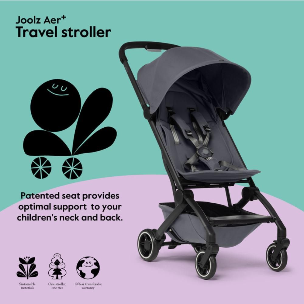 Joolz - AER+ Lightweight & Compact Travel Stroller - Stone Grey